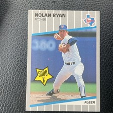 Fleer 1989 Nolan Ryan 5000 K #U-67 Rangers 5000 Strikeouts Baseball Card