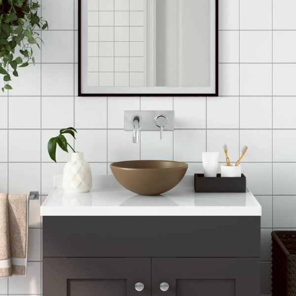 Waschbecken Keramik Mattcreme Rund-image