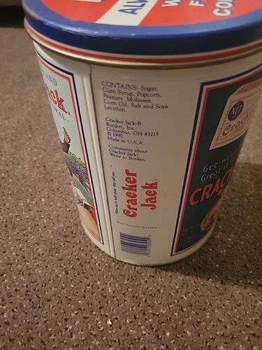 Vintage large Cracker Jack tin empty 312g 11oz 6" round 8"high Tins - Picture 3 of 8