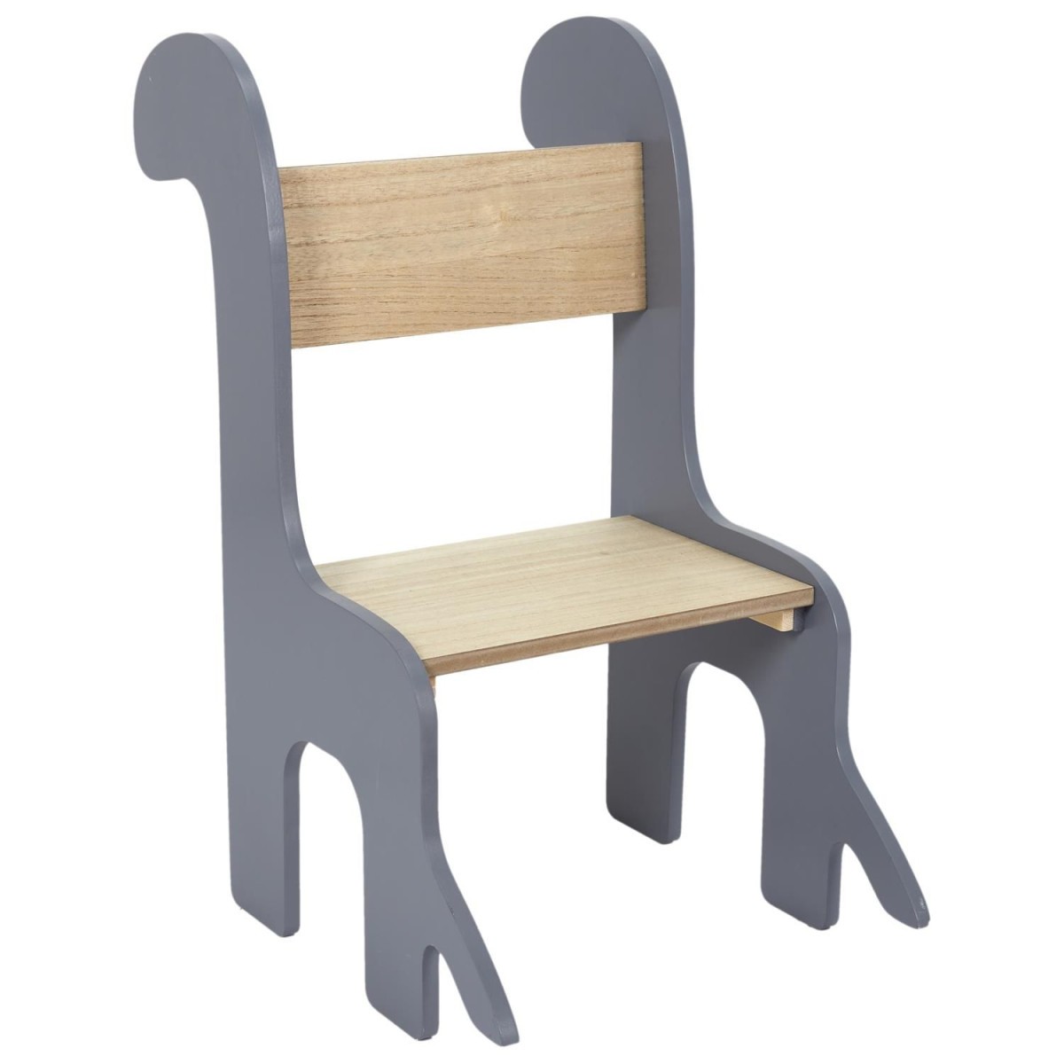 Chaise enfant dino 60cm grise avec dossier ergonomique anti-basculement