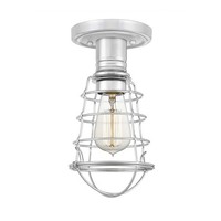 Deckenleuchte Metall Chrom Ø 14,5 Cm Vintage Draht Schirm Deckenlampe KüChe
