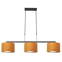Pendelleuchte Stoff Metall Schwarz Gold Esszimmer 140 Cm E27 Blendarm HäNgelampe