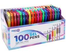 Crafty Co. Gel Pens 100 Piece Set Assorted Colours Brand New Sealed UK Seller