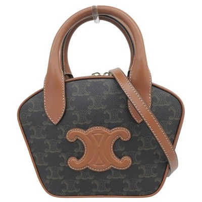 CELINE Triomphe Handbag, 2-way, Crossbody Shoulder Bag Triomphe Black x brown
