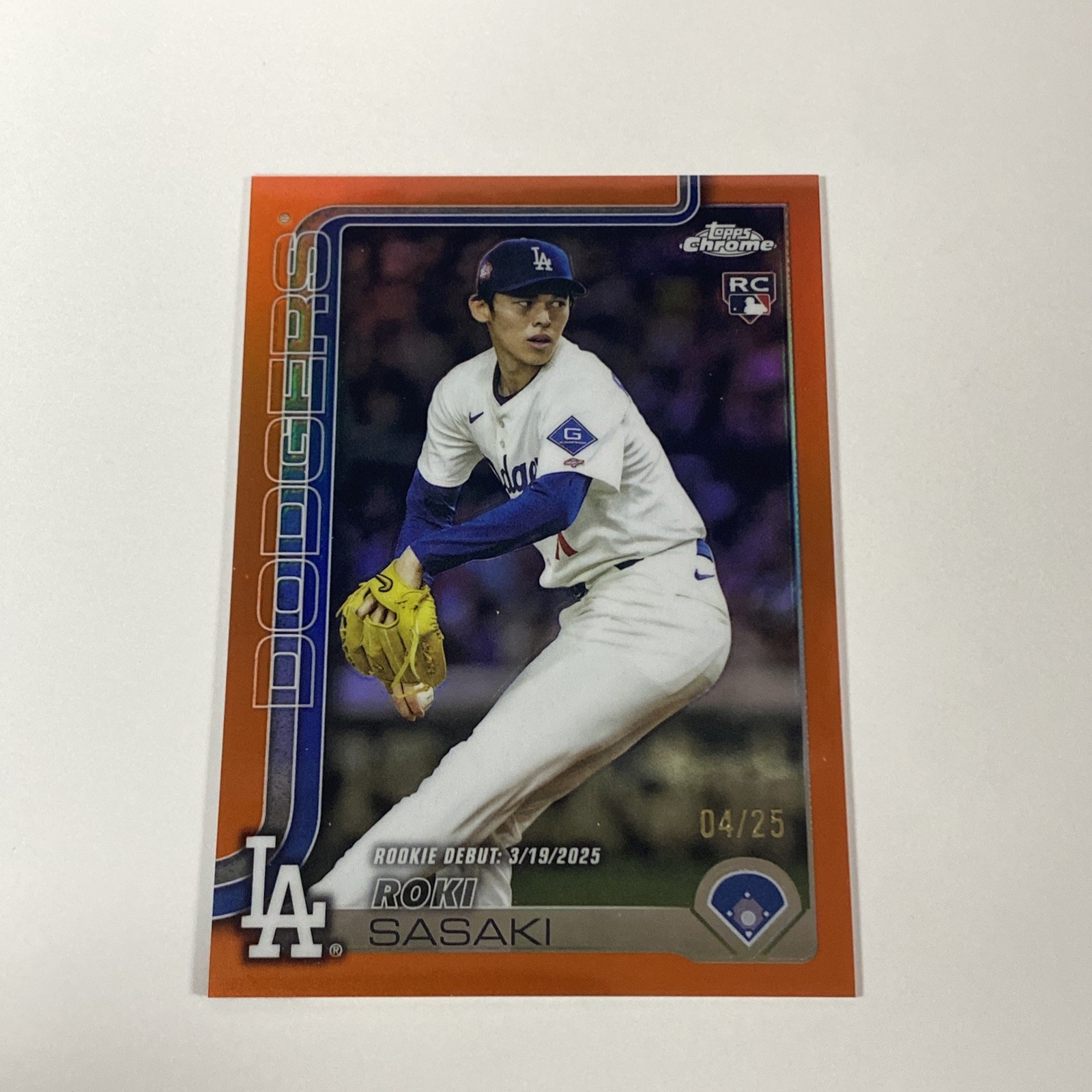 Roki Sasaki 2025 Topps Chrome Update #USC73 Orange Refractor /25 Dodgers RC KG