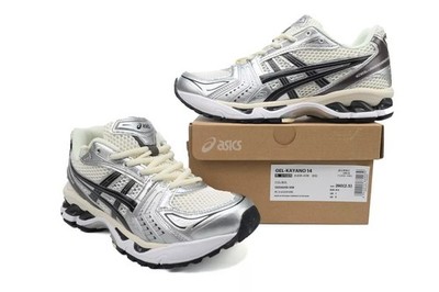 New Asics Gel Kayano 14 Man's Silver Cream Sneakers Running