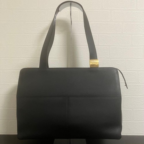 Burberry Black Leather Tote Bag Authentic Gold Hardware Women's Luxury