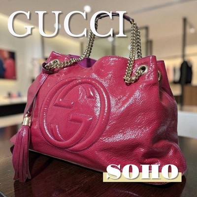 GUCCI Soho Interlocking G Chain Shoulder Bag Pink