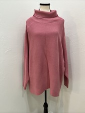 Turtleneck Poncho Sweater Pink M Women Oversized