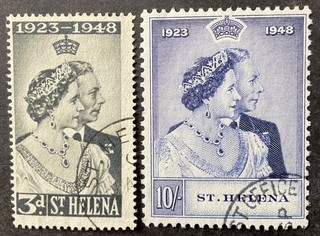 St Helena 1948 RSW set of 2 x stamps vfu