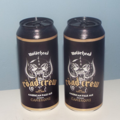 2 x Empty Motorhead Road Crew Collectors Beer Cans / Tins Lemmy