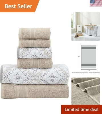 Capri 6-Piece Reversible Yarn Dyed Jacquard Towel Set - Bath Towels, Hand Tow...