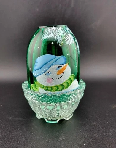 Fenton Snowman Fairy Lamp