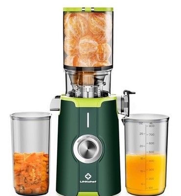LINKChef Rush Clear Cold Press Slow Juicer, Large 4.35'' Feed Chute Whole Fruit G
