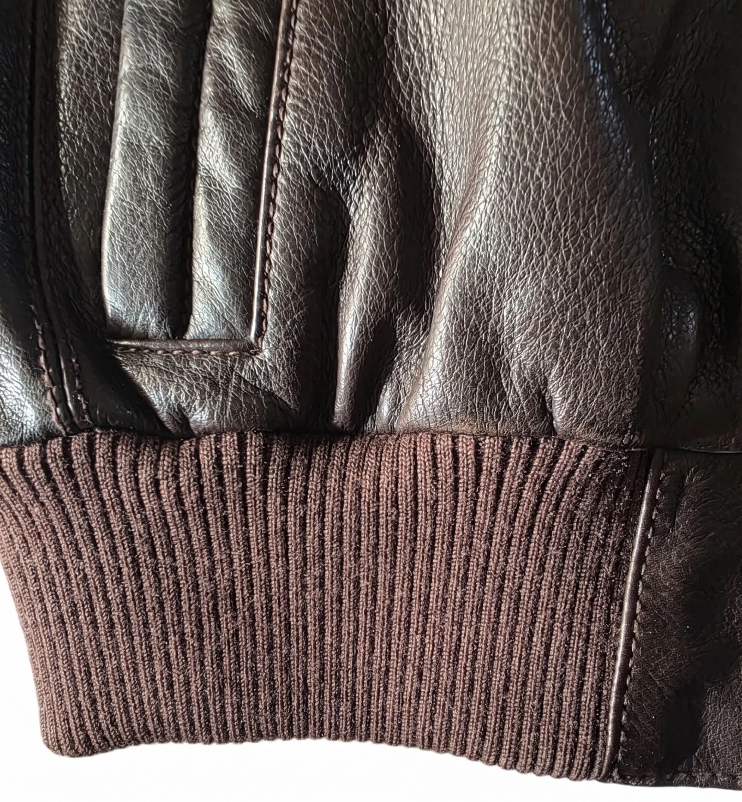 Marc New York  Men's Brown Leather Bomber Jacket Quilted Lined Sz M image 14