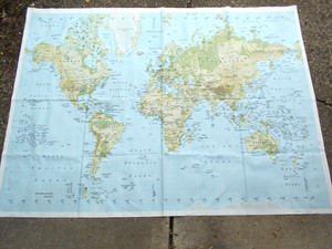 2010 IKEA PREMIAR GEOPOLITICAL & PHYSICAL 83X60 WAXED CANVAS WORLD MAP        B2