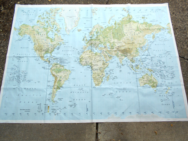 2010 IKEA PREMIAR GEOPOLITICAL & PHYSICAL 83X60 WAXED CANVAS WORLD MAP        B2