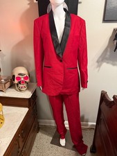 Michaels Red Tuxedo Blazer and Pants with Black Satin Lapel