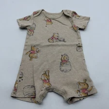 Disney Baby Boys One Piece Size 6/9M Beige Logo Aop Snap 100% Cotton.#38268