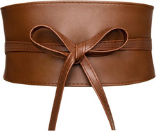 Women's Wide Faux Leather Obi Belt Lace-Up Corset Style for Dresses Tunics