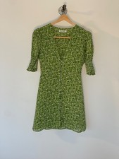 Reformation Green Floral Button-Front Mini Dress Sz 2