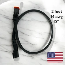 2 Pin DT Deutsch Extension 2ft of 14AWG oxygen free cable (DT06-2S DT04-2P)