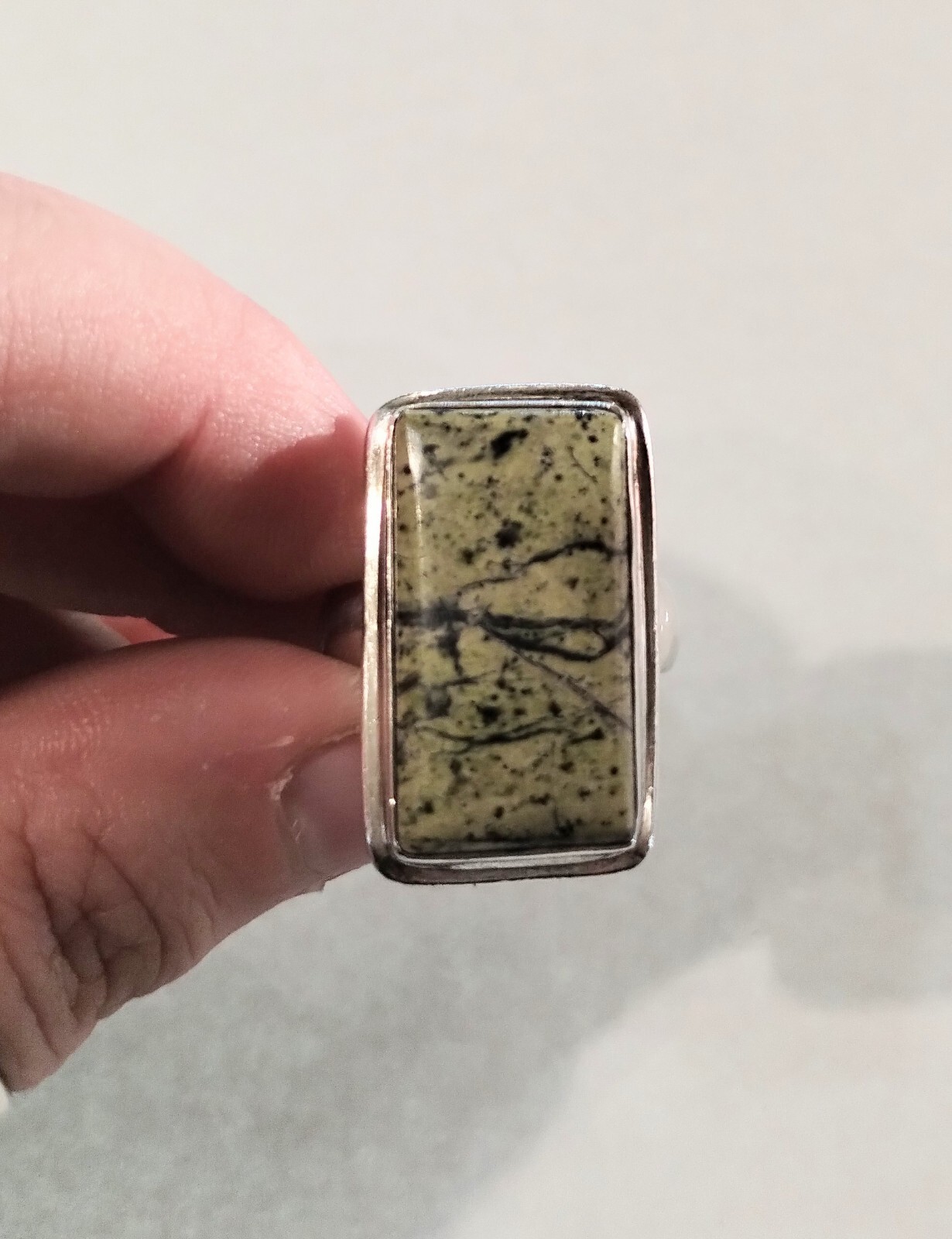 Rectangle Serpentine Sterling Silver Ring - image 1