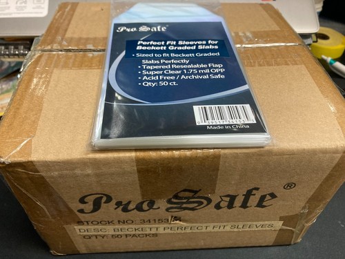 Beckett Card Sleeves Pro Safe Perfect Fit Graded Card Sleeves For Beckett Slabs - 50 Count, Clear Protection Pro Set Beckett BGS Sports Trading Cards & Accessories Beckett Card Sleeves Pro Safe Perfect Fit Graded Card Sleeves For Beckett Slabs - 50 Count, Clear Protection Pro Set Beckett BGS Sports Trading Cards & Accessories