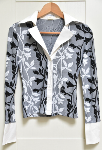 NARACAMICIE Embroidered Womens Shirt V Neck Long Sleeve Leaf Size M Italy Made - 第 1/8 張圖片