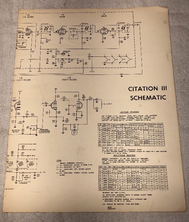HARMAN KARDON CITATION III TUNER ORIGINAL SCHEMATIC DIAGRAM M413
