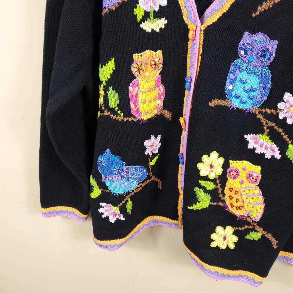 Storybook Knits Owl Button Front Cardigan Sweater Size 1X - Image 4 of 4