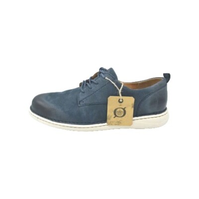 Born Mens Todd Suede Navy Blue Nubuck Plain Toe Derby Casual 