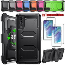 Case For Samsung Galaxy S21 FE 5G, Clip Stand Phone Cover w/ Screen Protector