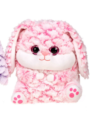 BRANDNEU OSTERN GLITZERAUGE ROSA LILA GELB HASE OSTERNGESCHENK STOFFTIER 22 CM
