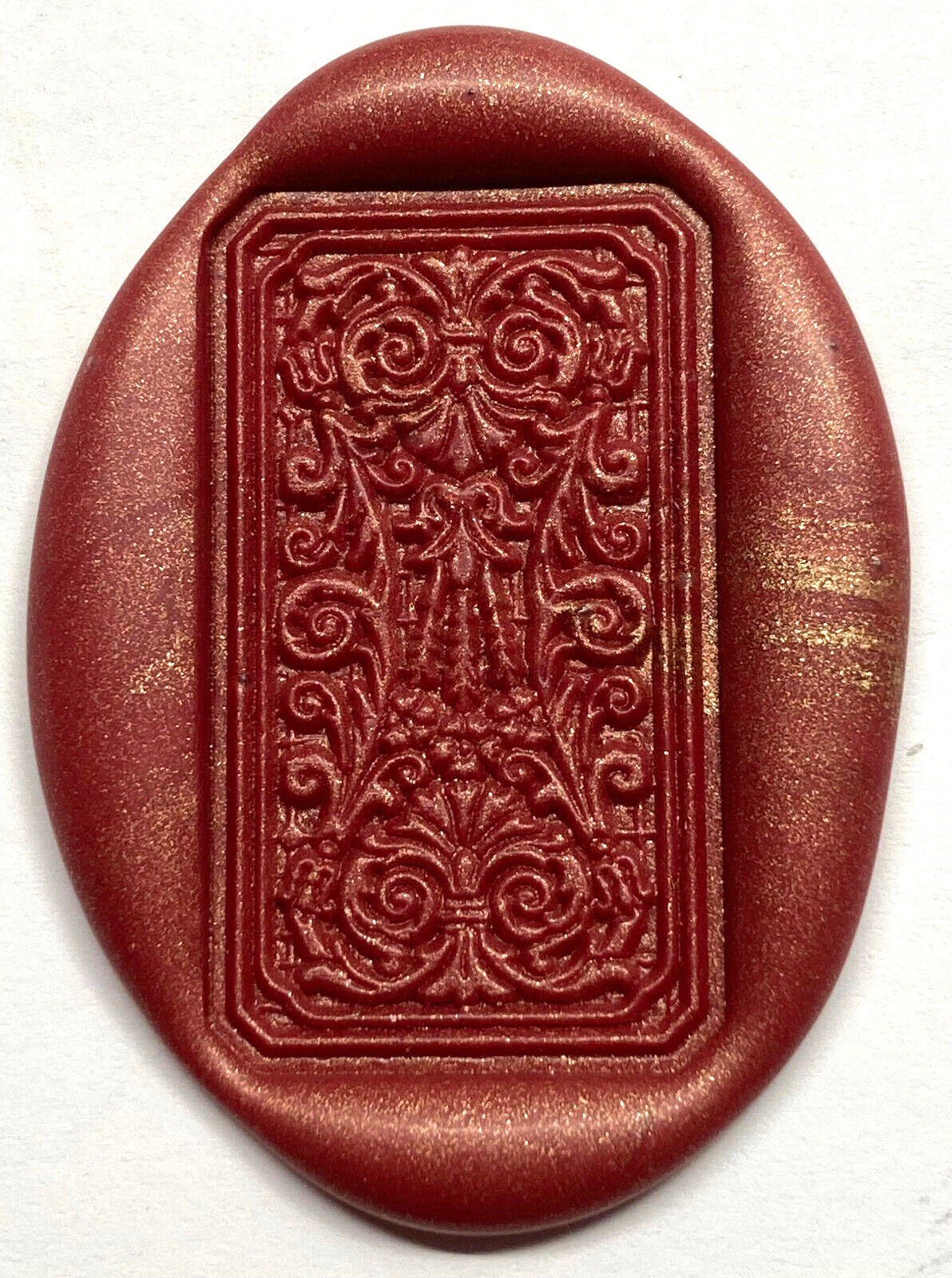 Intricate Flourish in Frame - Rectangular Wax Seal Stamp Head, Gorgeous Design!