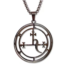 Lilith Sigil Pendant Necklace Steel Talisman 24" Chain Premium Occult Jewellery
