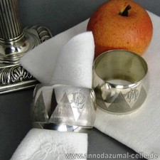 Vintage Paar Serviettenringe in 800 Silber mit Gravurdekor