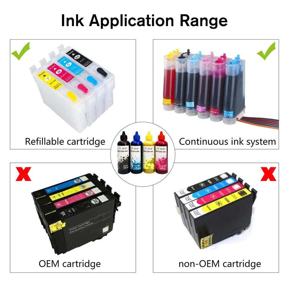960ML Bulk A-SUB Sublimation Ink for All Inkjet ET-2720 2760 4800 2800 2803 2400 - Image 4 of 4