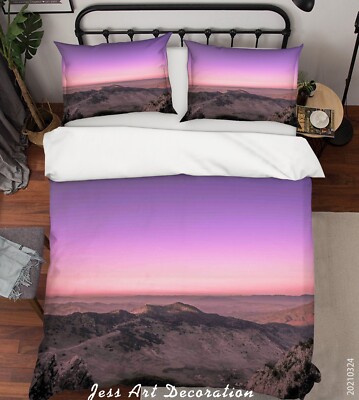 3D Sky Mountains Clouds Purple Quilt Cover Set Bedding Sets Pillowcases 64