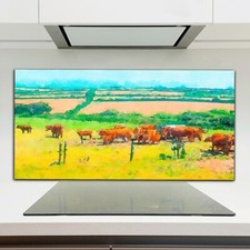 Kitchen Splashback Toughened Glass 120x60 summer landscape in Cornwall UK