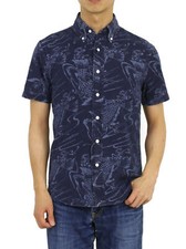 Polo Ralph Lauren Short Sleeve Slim Fit Button-Up Shirt w/ Coi Fish - Navy - XL