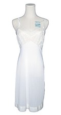 Vintage ARISTOCRAFT White Nylon Pleated Bust  Lace Slip Pin-Up Sz 36 NWT