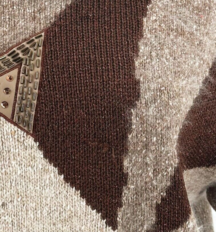 VTG 80s IB Diffusion Silk/Angora Patchwork Costal… - image 4