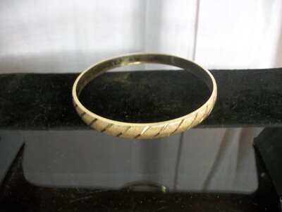 Monet Braclet Bangle Gold Tone Etched Textured  7.75'' Signed