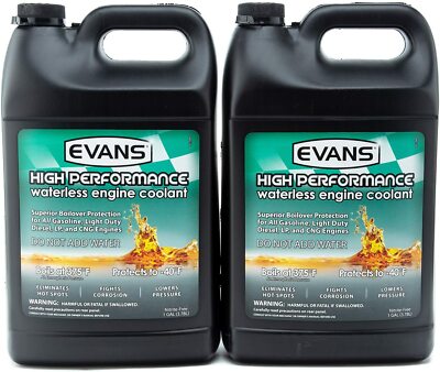 Evans High Performance Waterless Coolant 1 Gallon Gasoline Diesel LPG Pack of 2