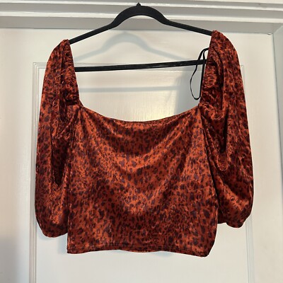 Forever 21 Plus Shirt Womens 2X Red Purple Animal Print Puff