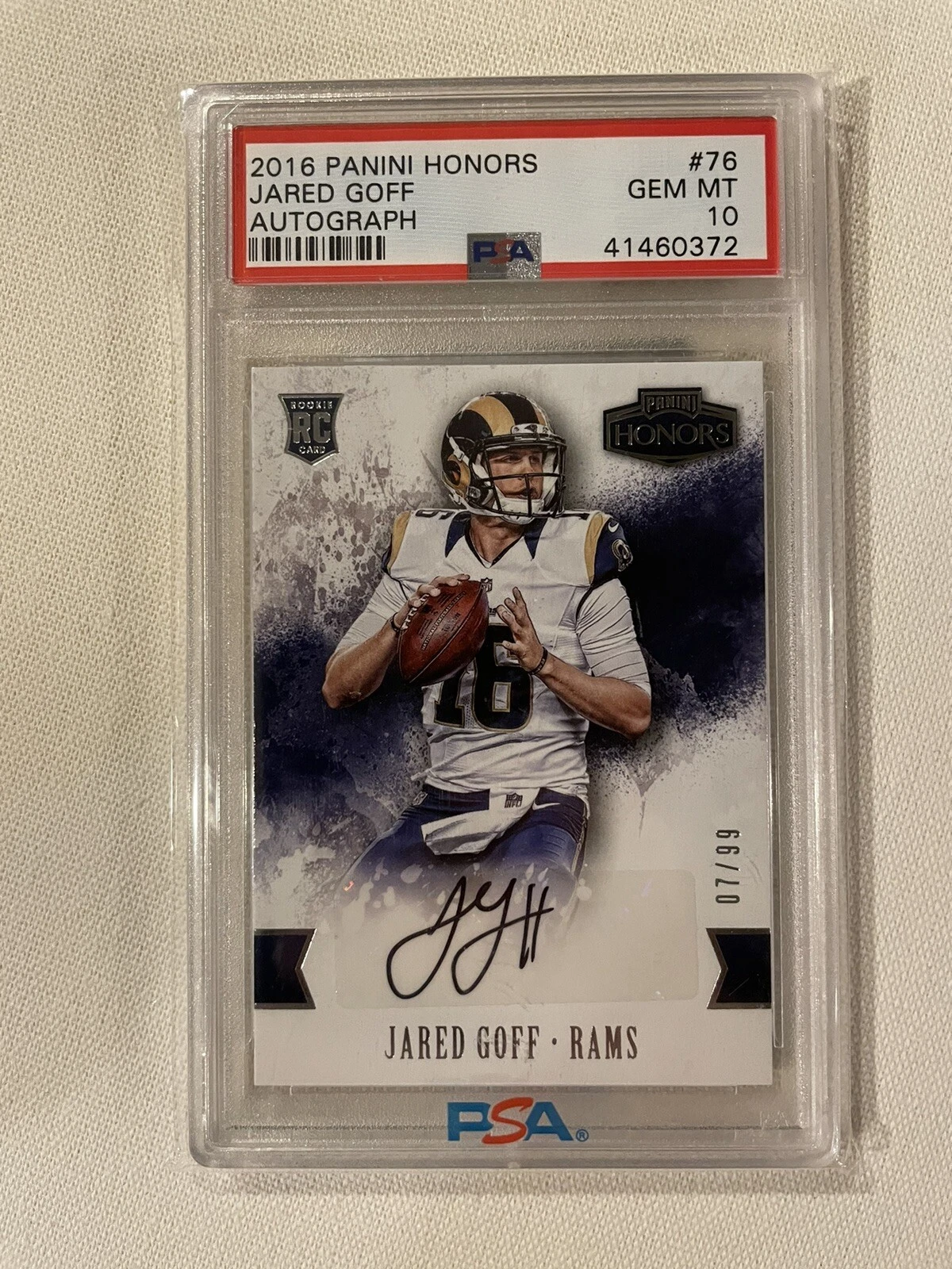Jared Goff Panini Honors #76 Autograph