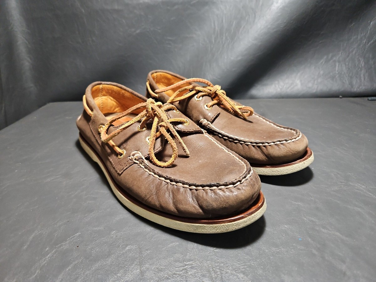 Sperry Top-Sider Boat Shoes Gold Cup Brown Leather 2-Eye Loafers Sz