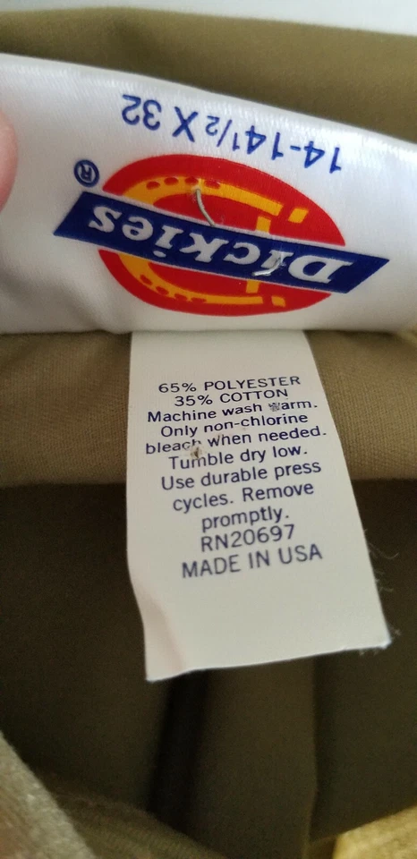 Camisa de Trabajo DICKIES Hombres Calce Clásico Manga Larga Botón - 14.5 x 32 NUEVA De Colección Foto 4 de 4