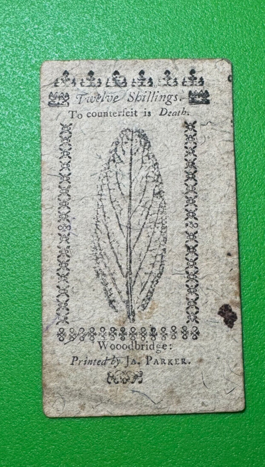 1763 US COLONIAL NEW JERSEY 12 SHILLINGS NOTE IN VERY FINE CONDITION eBay